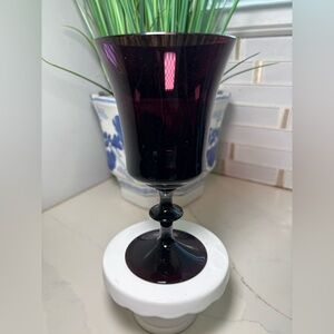 Vintage Royal Crystal Poland Amethyst Purple Wine Glass colored stemware